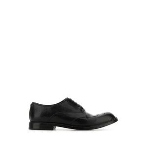 Dolce & Gabbana Men Black Leather Marsala Lace-Up Shoes